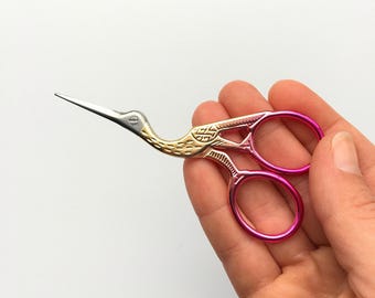 Sunset Stork Embroidery Scissors: Stainless Steel Crafting, Cross Stitch & Sewing, Stocking Stuffer