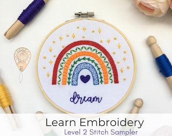 Rainbow Embroidery Kit: Modern Hand Embroidery Sampler for Beginners