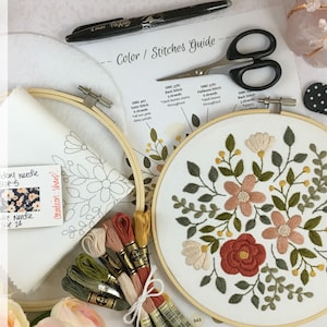 Deluxe Earthy Botanicals Embroidery Kit: Beginner-Friendly DIY Craft
