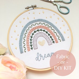 Embroidery Stitch Sampler for Beginners - Enchanting Rainbow Sampler, Stamped Fabric Embroidery Kit