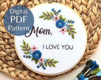 Spring Wreath Hand Embroidery Pattern: Beginner DIY Step-by-Step Photo Guide (PDF Download)