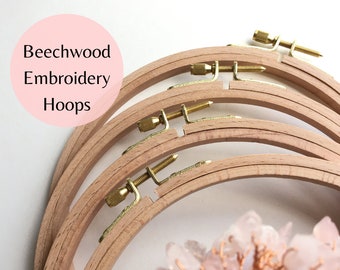 Beechwood Embroidery Hoops 4", 5", 6", 7"; Wooden Hoop for Embroidery and Cross Stitch; High Quality Beechwood Hoop with Brass Hardware