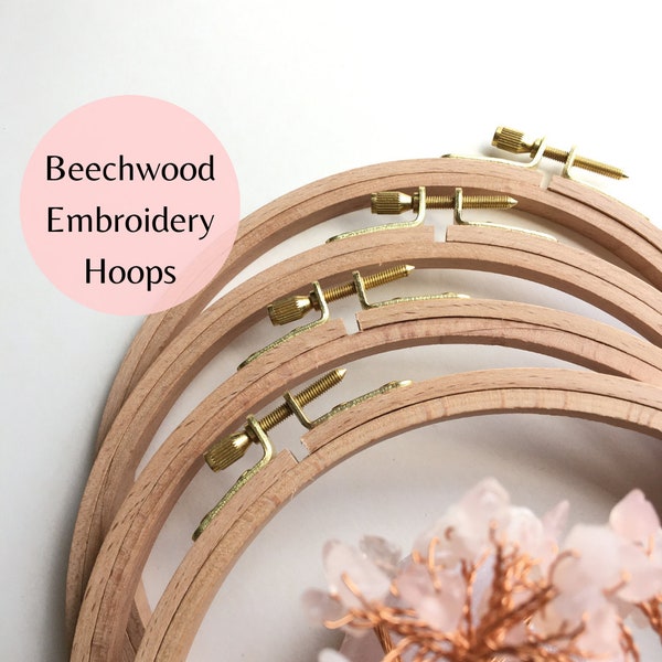 Beechwood Embroidery Hoops 4", 5", 6", 7"; Wooden Hoop for Embroidery and Cross Stitch; High Quality Beechwood Hoop with Brass Hardware