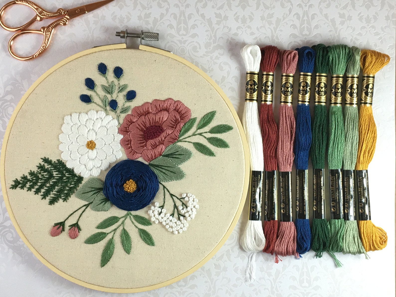 Kit Broderie Sashiko Delicatela - Motif Étoiles Bleu Indigo - Tissu Pré-imprimé 30x30cm + Fil Et Aiguille