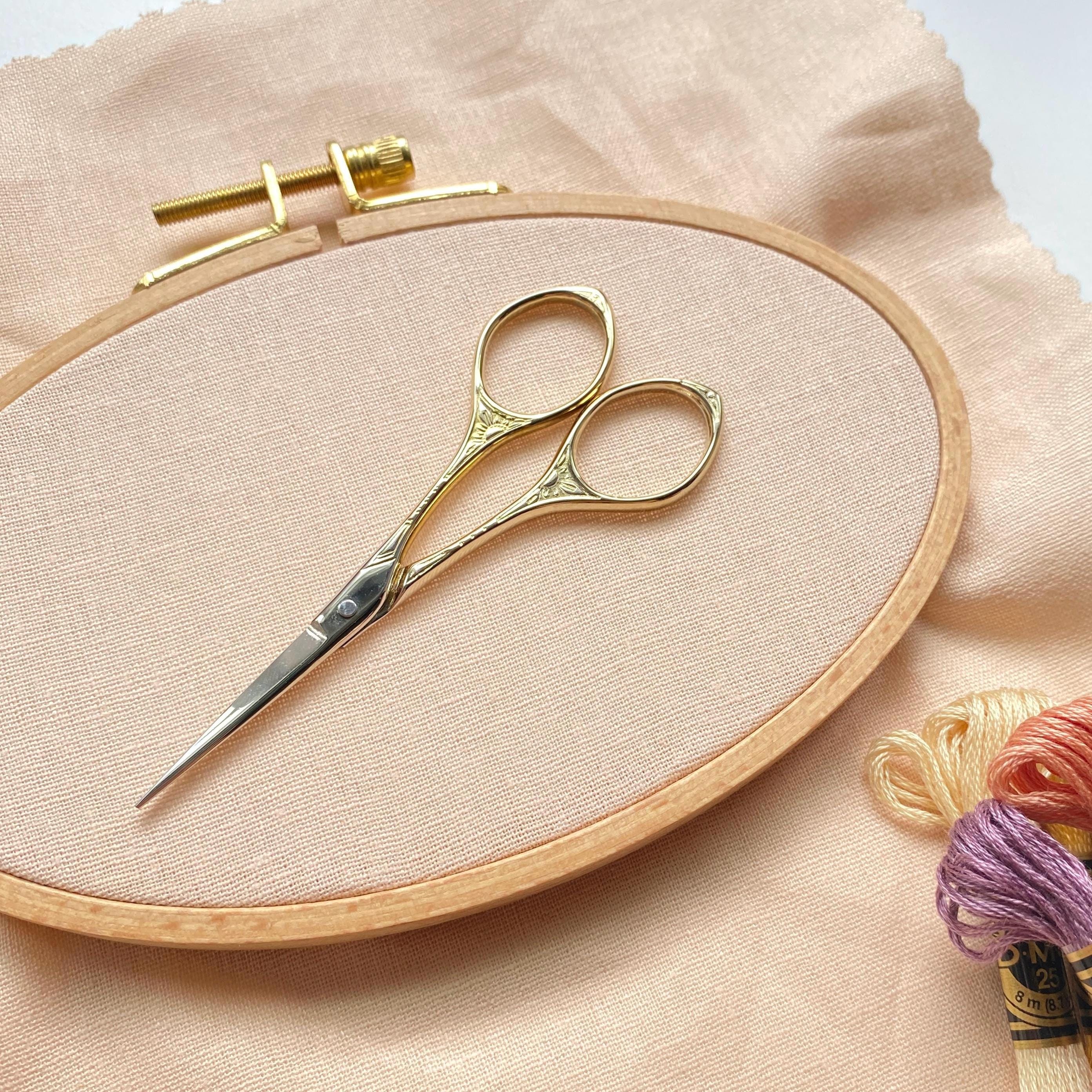Elegant Gold Embroidery Scissors: Sharp Silver Blades, 3.75 inch