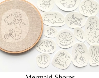 Mermaid Stick and Stitch Embroidery Designs (15 Designs)