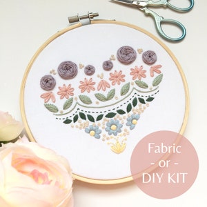 Embroidery Stitch Sampler for Beginners - Enchanting Heart Sampler, Stamped Fabric Embroidery Kit