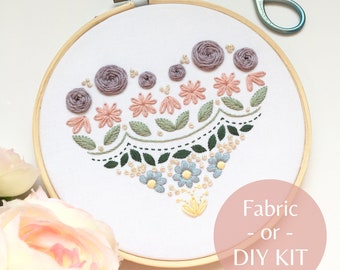 Embroidery Stitch Sampler for Beginners - Enchanting Heart Sampler, Stamped Fabric Embroidery Kit