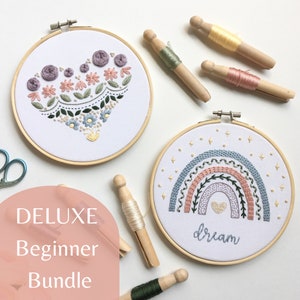 Learn to Embroider Enchanting Rainbow Sampler, Full Embroidery Kit for  Beginners, Modern Hand Embroidery, Easy Embroidery 