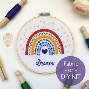 Embroidery Stitch Sampler for Beginners - Rainbow, Stamped Fabric Embroidery Kit
