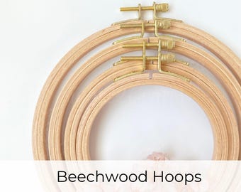 Beechwood Embroidery Hoop with Brass Hardware (4-7 inch)