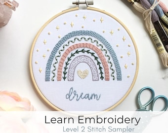 Rainbow Embroidery Kit for Beginners: Modern Hand Embroidery Sampler