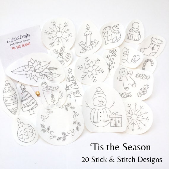 Christmas Stick and Stitch Embroidery Designs Washaway 