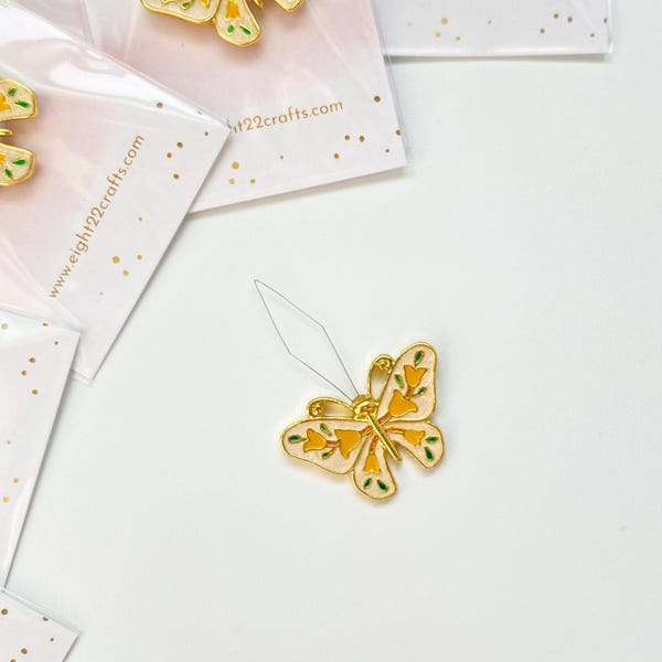 Enhebrador de agujas de mariposa: Herramienta de costura esmaltada para bordado, punto de cruz y para rellenar calcetines navideños.