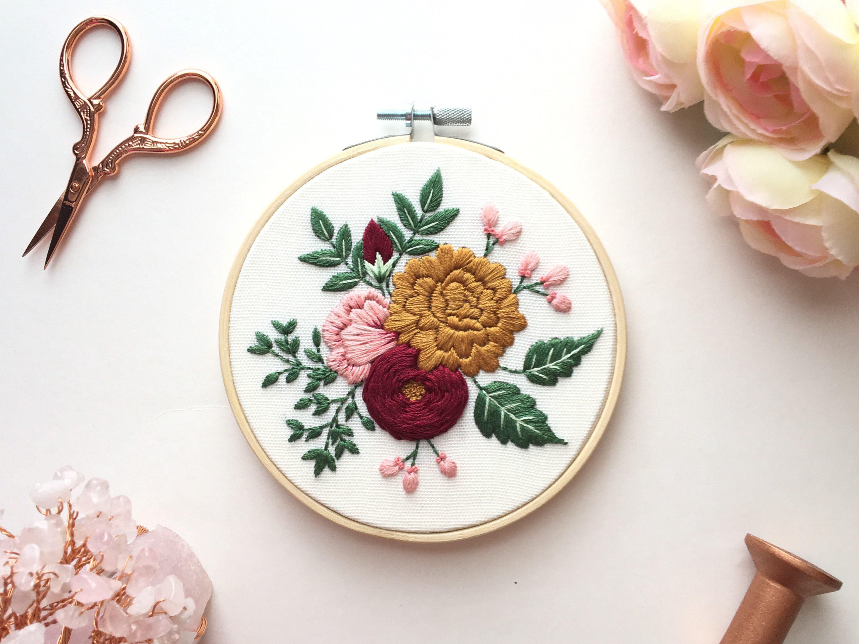 DiyerClub Crafts Embroidery Kit for Beginner - Floral Embroidery Kit with Patterns- Modern Hand Embroidery Designs - DIY Need