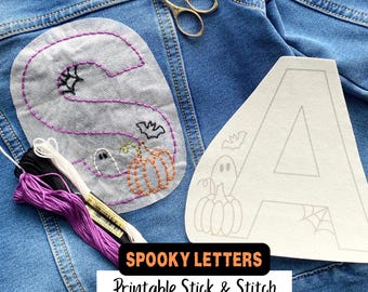 Spooky Halloween Alphabet Stick and Stitch Digital Hand Embroidery Bundle