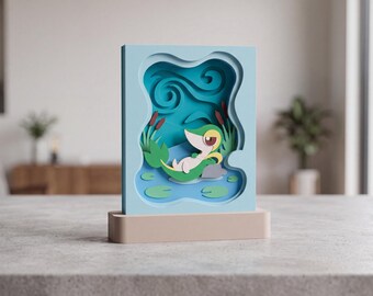 3D Layered Smug Snake Shadow Box | Fantasy Gamer Room Decor Display