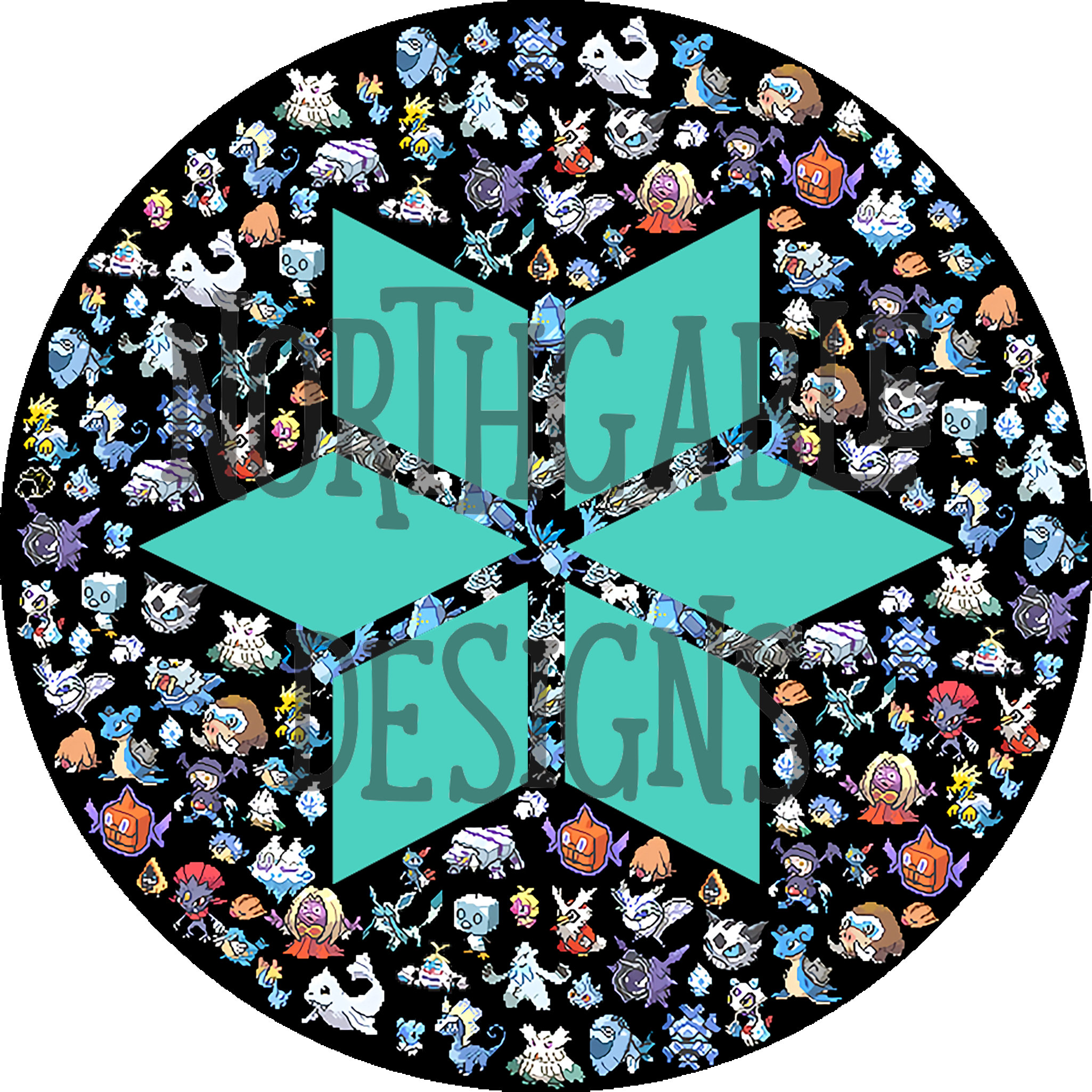 Pokemon Ice Type Symbol Mosaic blue Etsy