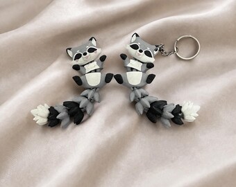 Custom Articulated Flexi Raccoon Fidget Keychain | 3D Printed Bag Charm, Desk Companion