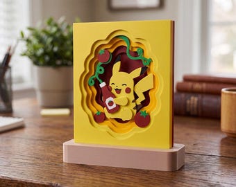 3D Layered Electric Friend Shadow Box | Fantasy Gamer Room Decor Display