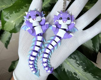 Custom Articulated Flexi Baby Dragon Fidget Keychain | 3D Printed Bag Charm, Desk Companion