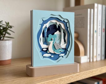 3D Layered Ice Voyager Shadow Box | Fantasy Gamer Room Decor Display