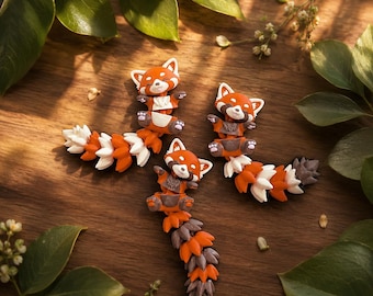 Custom Articulated Flexi Red Panda Fidget Keychain | 3D Printed Bag Charm, Desk Companion