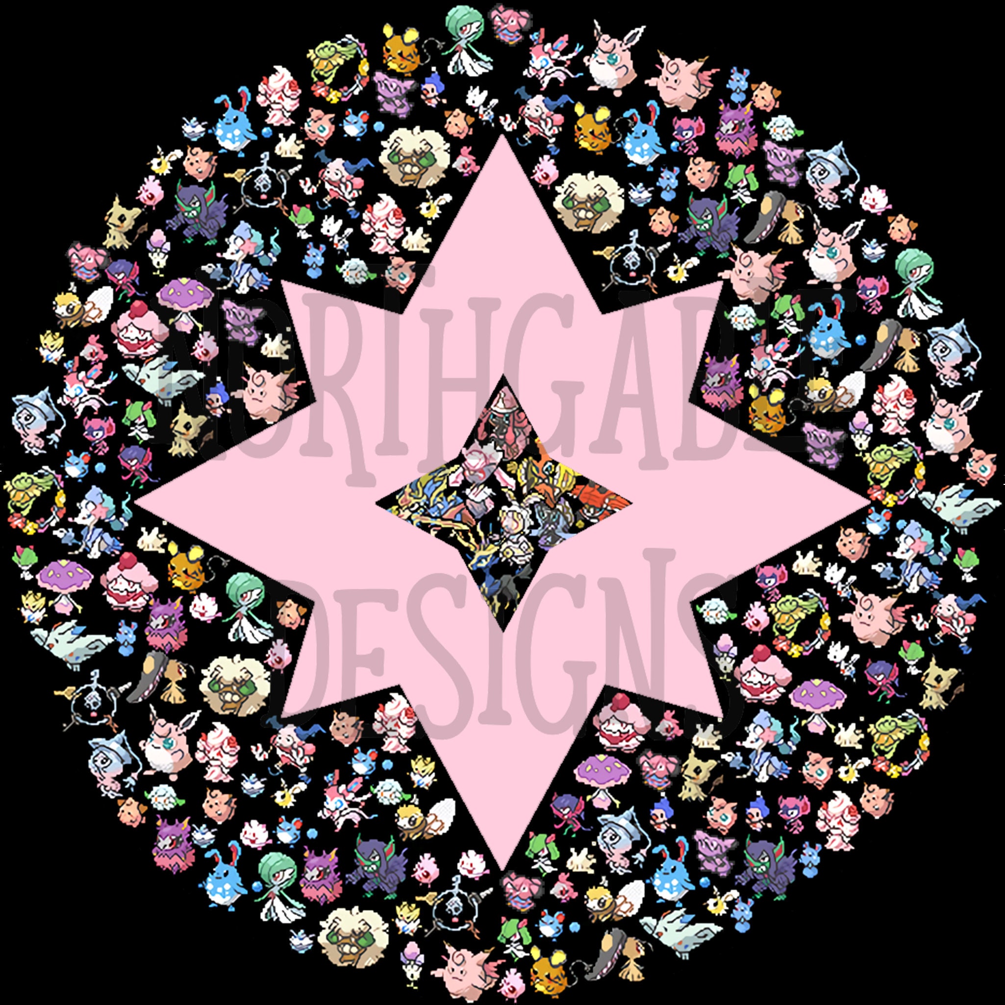 Pokemon Psychic Type Symbol Mosaic purple 