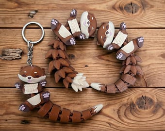 Custom Articulated Flexi Otter Fidget Keychain | 3D Printed Bag Charm, Desk Companion