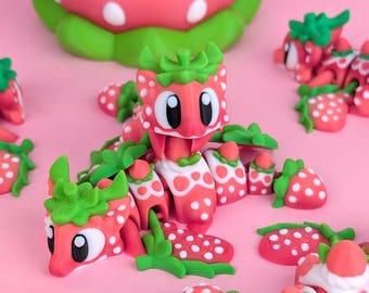 3D Printed Fruit Dragon Hatchling & Egg | Fantasy Desk Decor, Kawaii Figurine