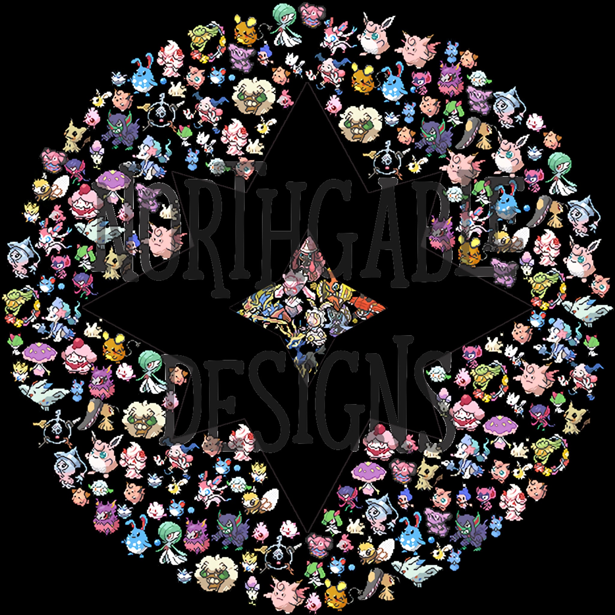 Pokemon Bug Type Symbol Mosaic black 