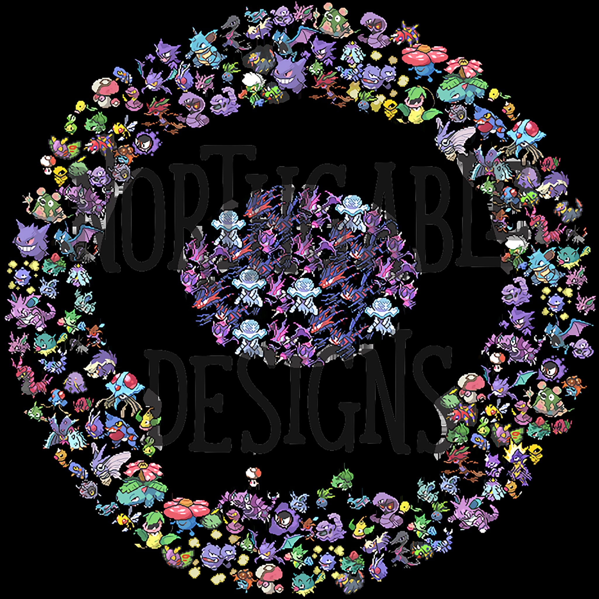 Pokemon Poison Type Symbol Mosaic black 