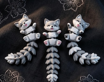 Custom Articulated Flexi Wolf Fidget Keychain | 3D Printed Bag Charm, Desk Companion