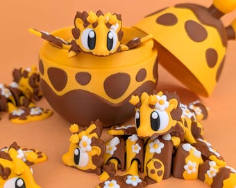 3D Printed Bee Dragon Hatchling with Matching Egg | Kawaii Fantasy Figurine