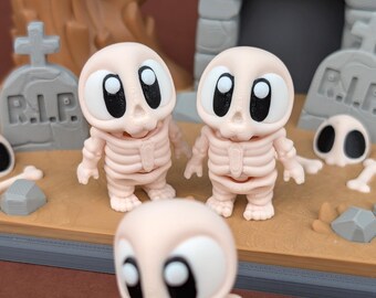 3D Printed Skeleton Graveyard Playset | Spooky Miniature Halloween Decor (9 Piece)