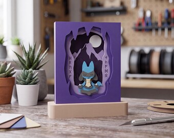 3D Layered Aura Fighter Shadow Box | Fantasy Gamer Room Decor Display