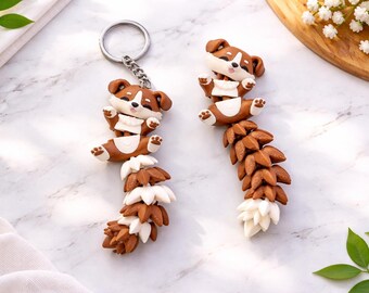 Custom Articulated Flexi Puppy Fidget Keychain | 3D Printed Bag Charm, Desk Companion