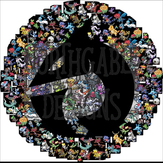 Pokemon Poison Type Symbol Mosaic black 