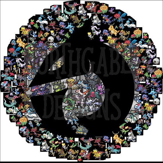 Pokemon Poison Type Symbol Mosaic black 