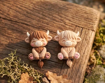 Custom Articulated Flexi Highland Cow Fidget Keychain | 3D Printed Bag Charm, Desk Companion