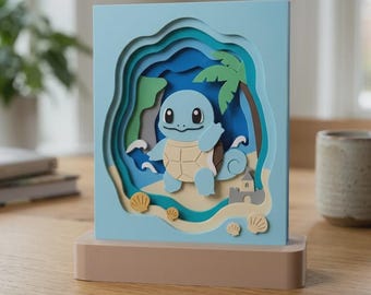 3D Layered Tiny Turtle Shadow Box | Fantasy Gamer Room Decor Display