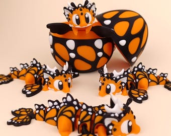 Mini Butterfly Dragon Hatchling with Matching Egg | 3D Printed Fantasy Figurine