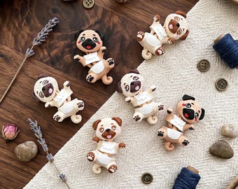 Custom Articulated Flexi Pug Fidget Keychain | 3D Printed Bag Charm, Desk Companion