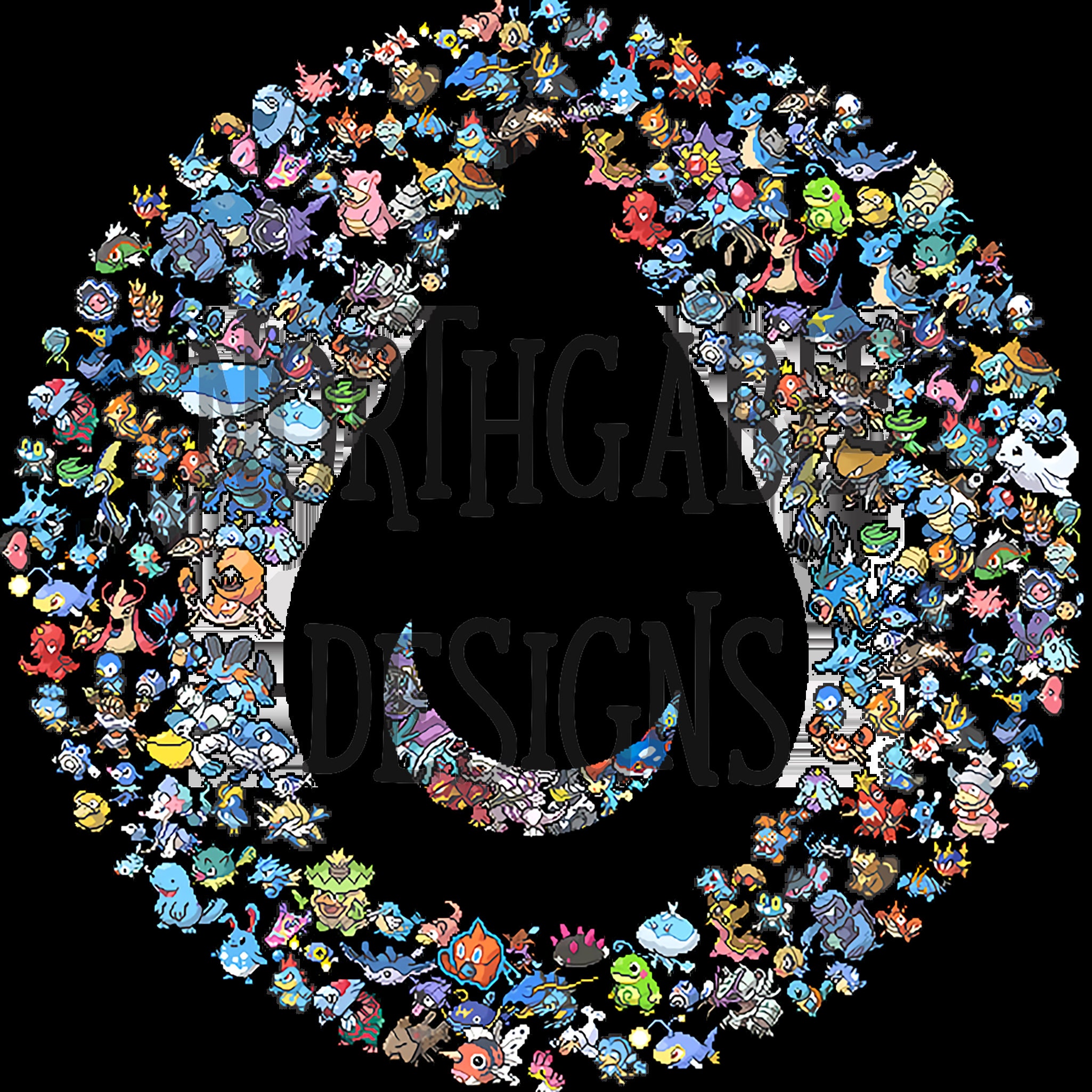 Pokemon Fire Type Symbol Mosaic black (Instant Download) 