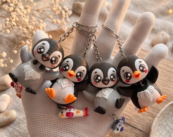 Custom Articulated Flexi Penguin Fidget Keychain | 3D Printed Bag Charm, Desk Companion