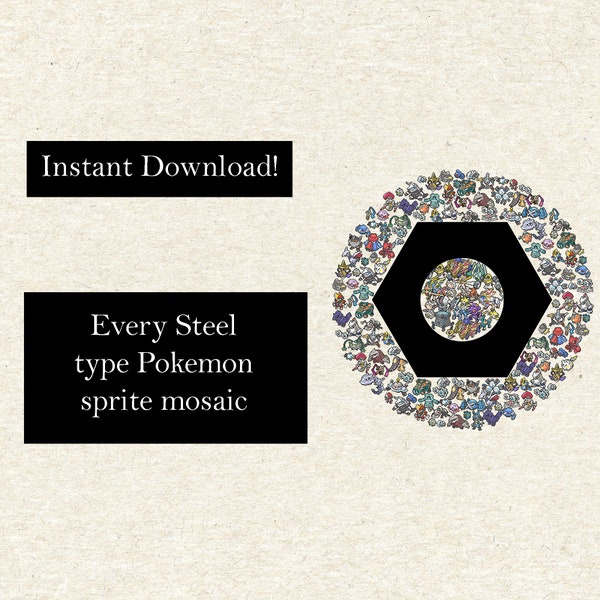 Pokemon Steel Type Symbol Mosaic (Black)