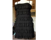 RUFFLES BLACK Mini Dress, Vintage, Black Dress Spaghetti Strap, Mini Dress Spaghetti Strap, Ruffles Mini Dress, M size