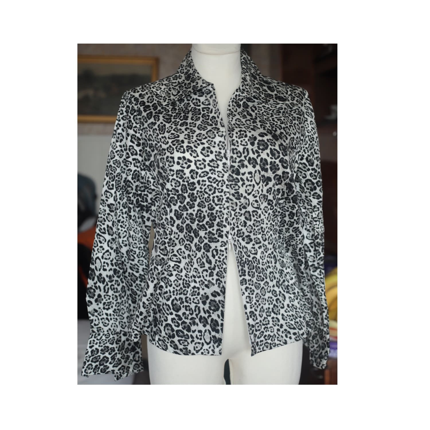Monochrome Leopard :: White Denim & Printed Blouse - Color & Chic