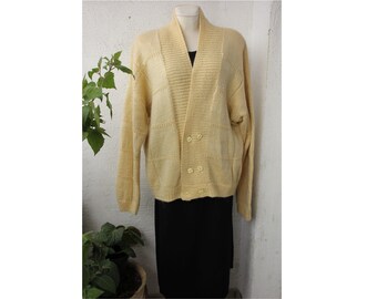 Plus size Hand knit yellow cardigan sweater, Double sided YELLOW honey Women's Cardigan, Loose oversized thick yellow cardigan XXL