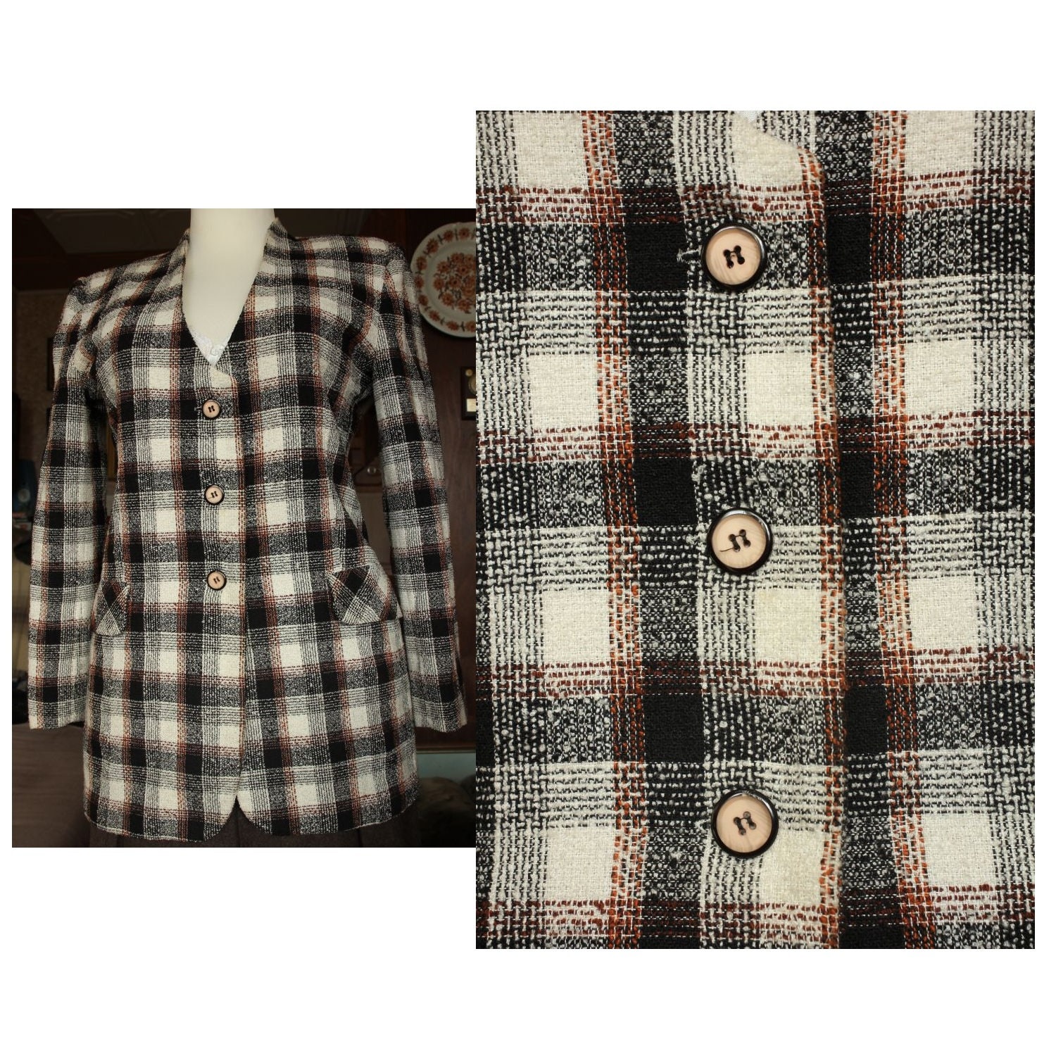 CHECKERED women's jacket MULTICOLOR women's jacket Etsy